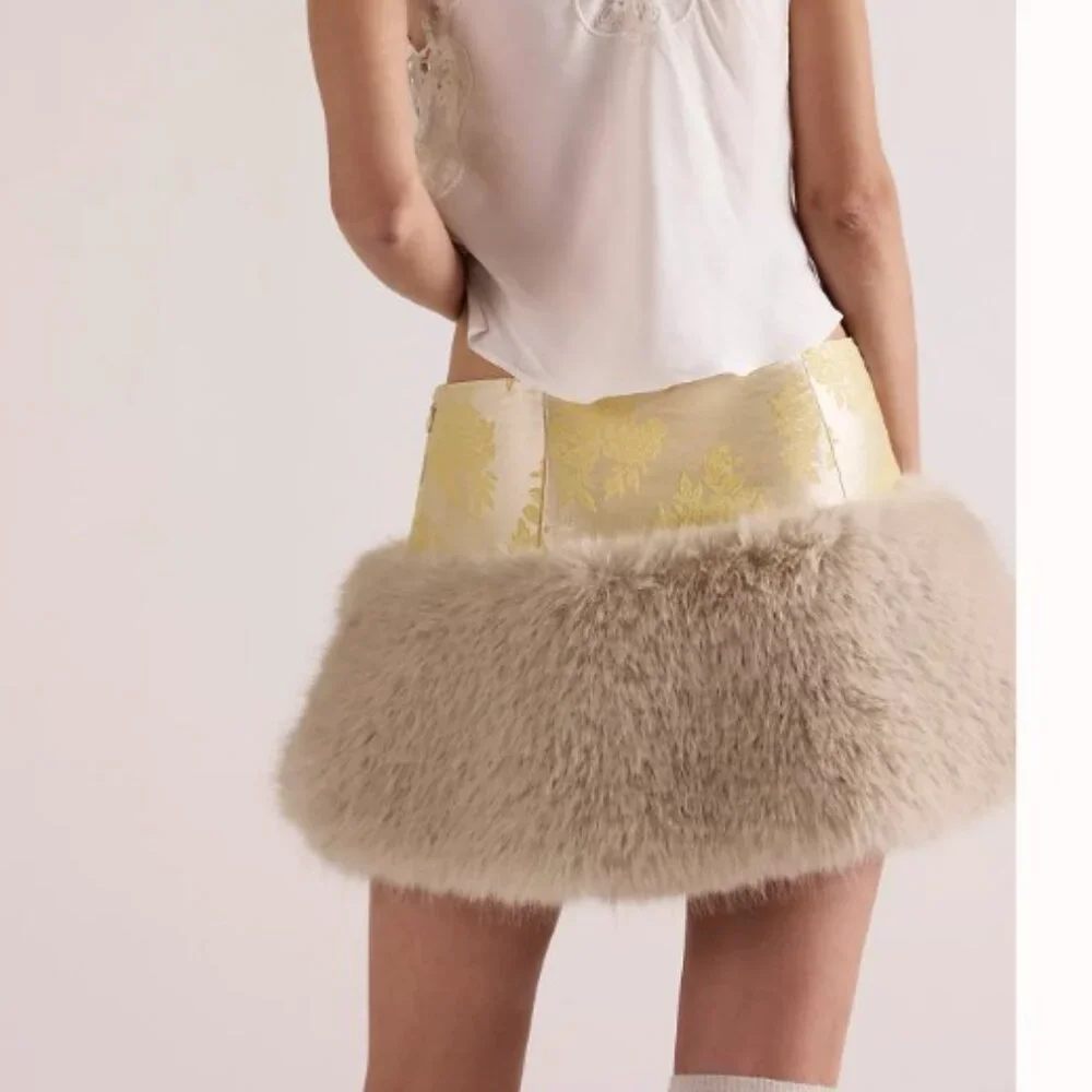 New Free People Laluna Fur Mini Skirt - Picture 2 of 4